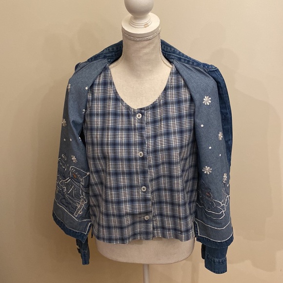 Adorable Snowman Denim Shirt with attached Vest - Size S - Picture 6 of 8